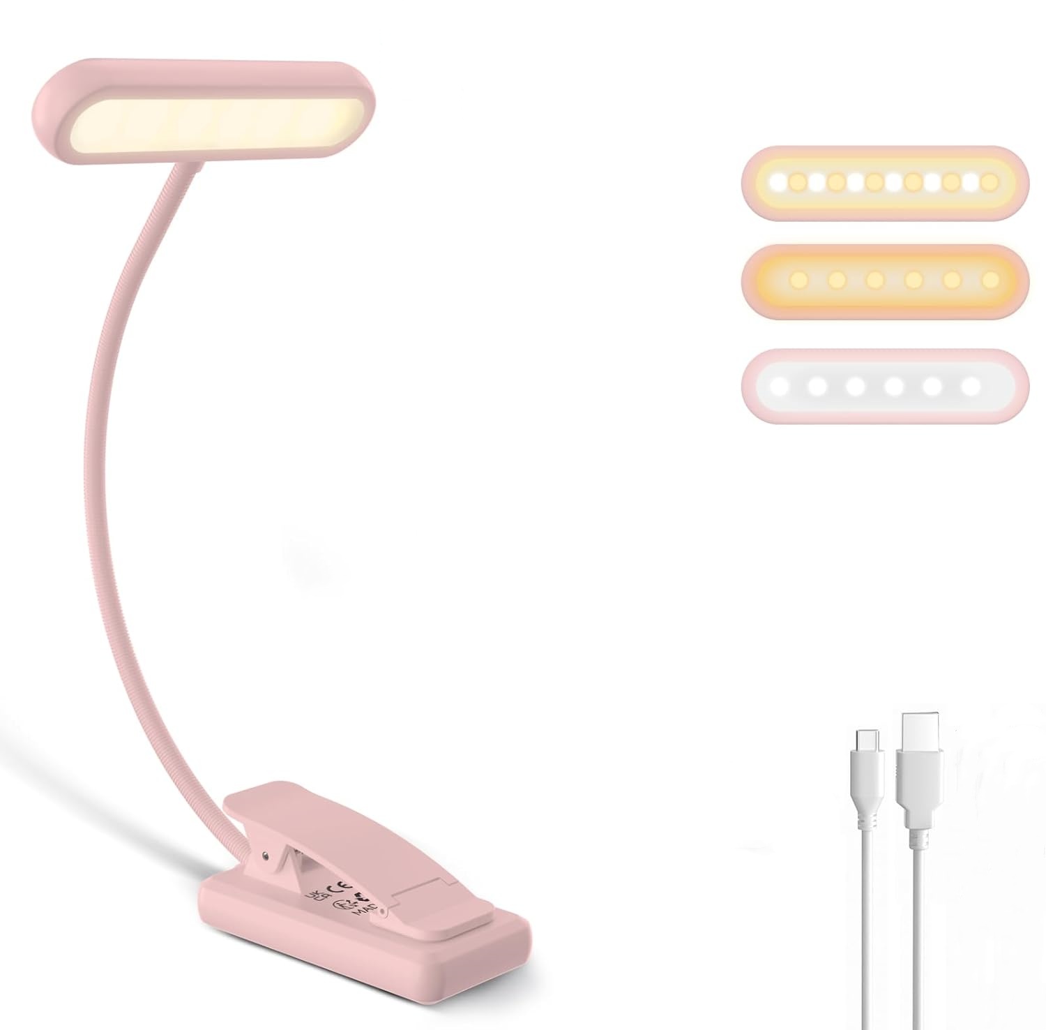 Desk Lamp Led - Reading Lamp Book Clamp Black/White/Pink USB