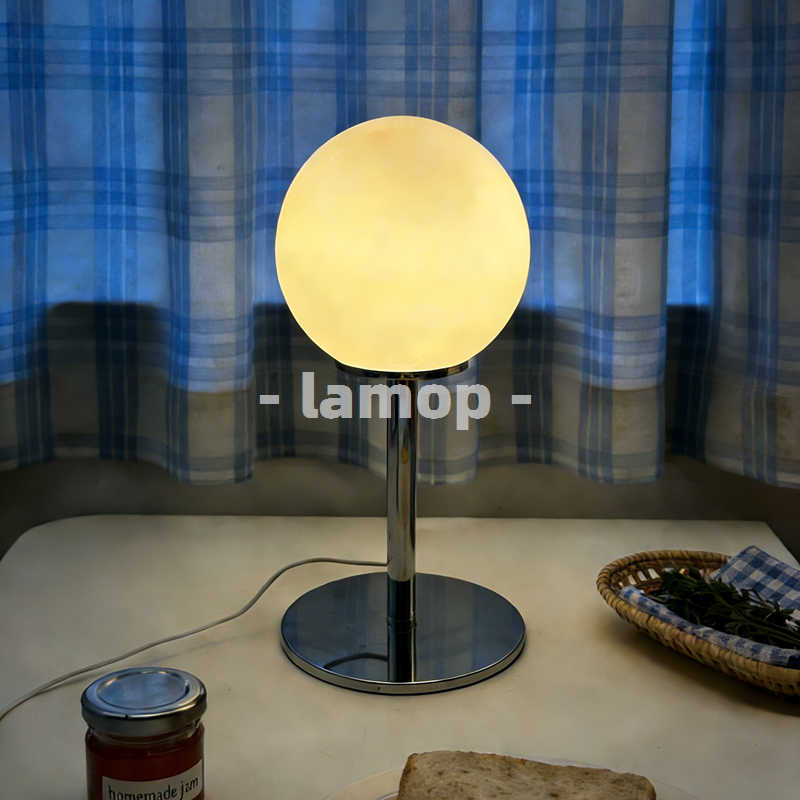 Desk Lamp Led - Milky White Solid Globe Chrome Thin