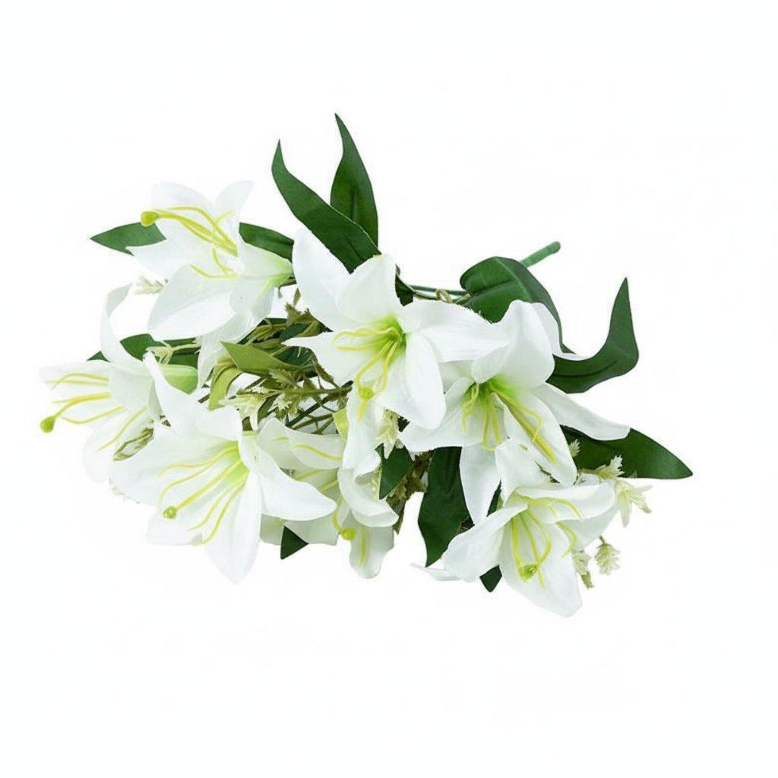 Home Office Head - 4x7-Head Lily Bunch Artificial Floral Bouquet