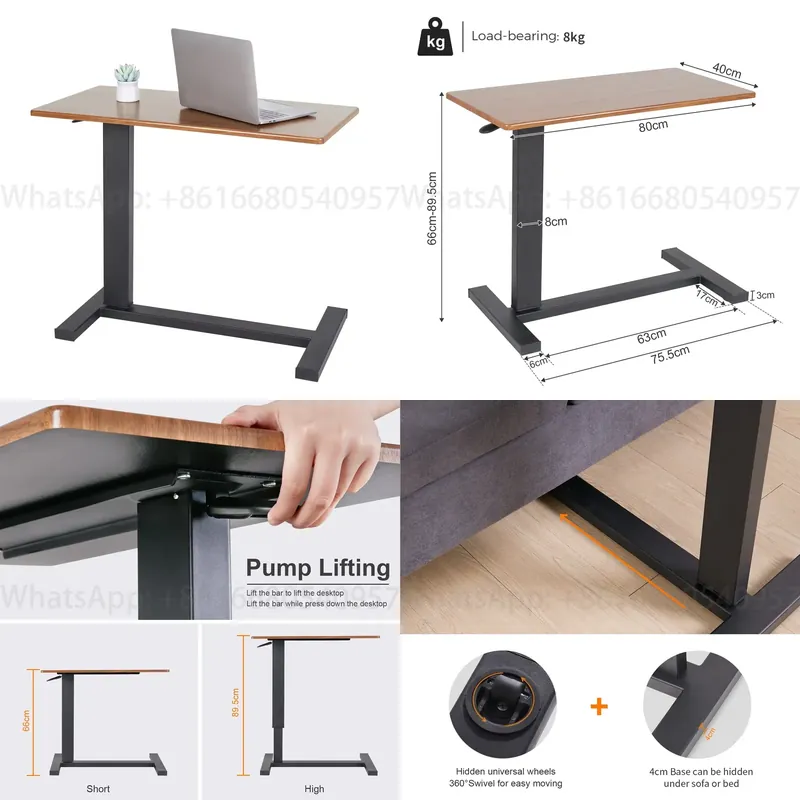 Office Table Home - Movable Over Bed Laptop Bedside Table
