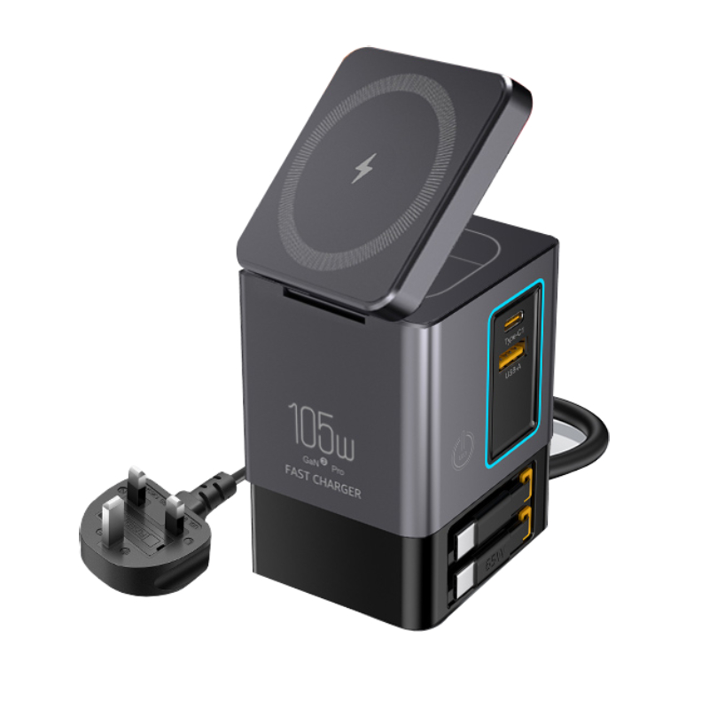 GaN 6 in 1 105W Magnetic Wirel - Desk Charging Station recension och pris