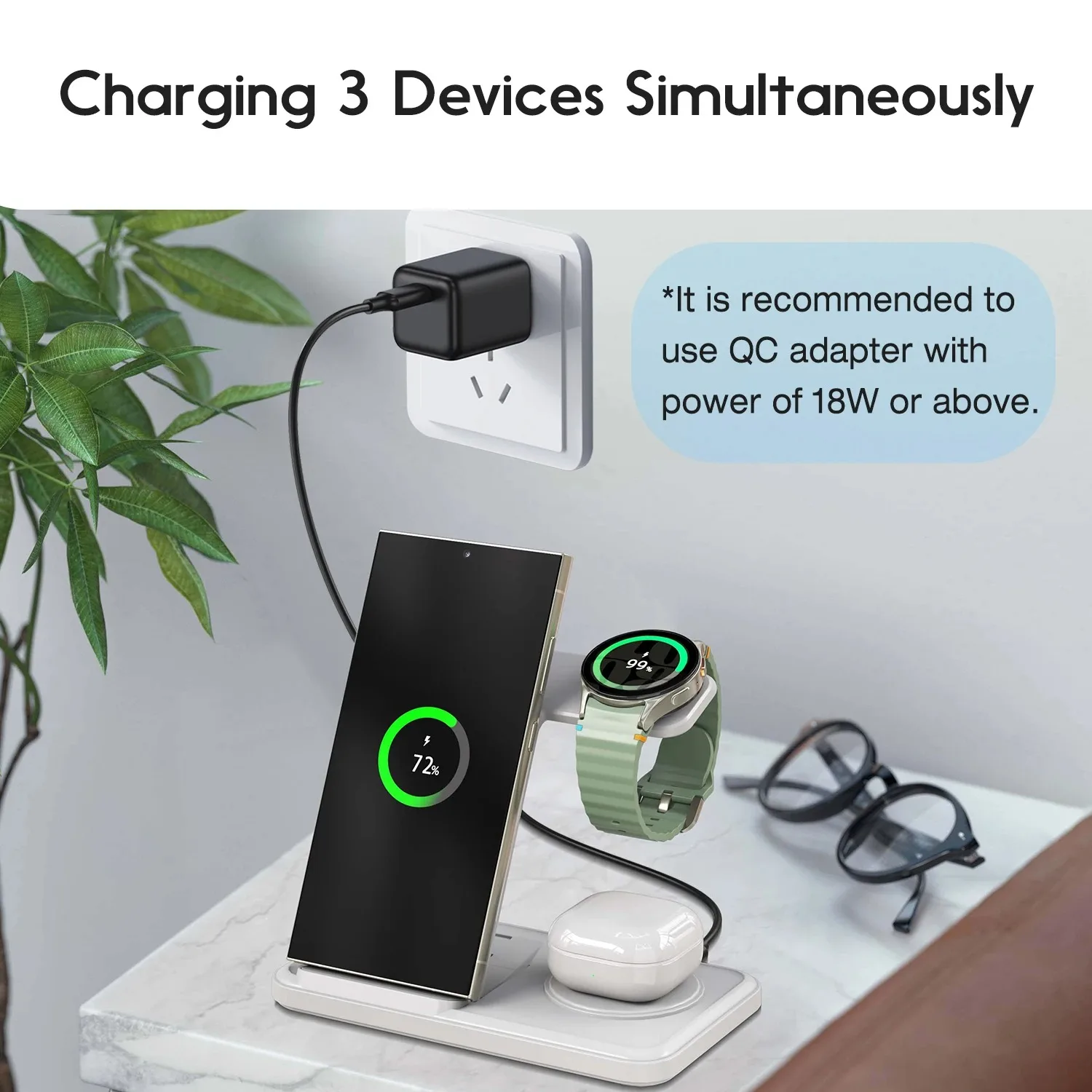 Desktop 3-in-1 Wireless Charge - Desk Charging Station recension och pris