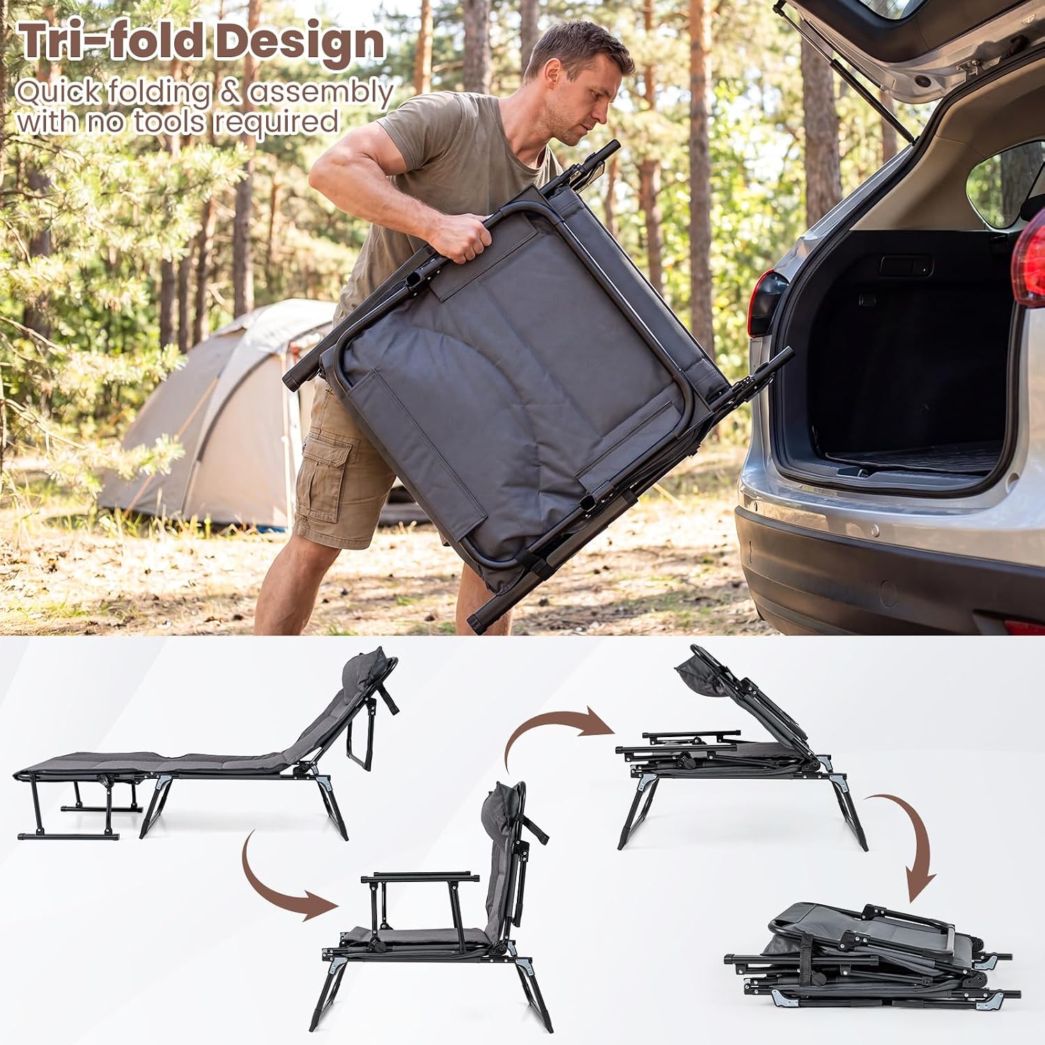 Folding Patio Lounge Chair Set - Home Office Head recension och pris