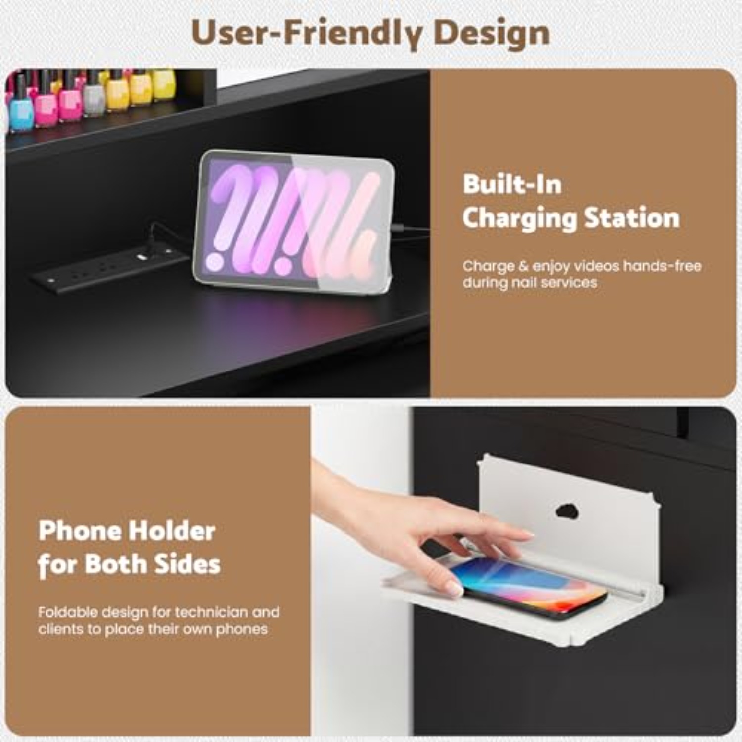 Foldable Manicure Table Nail D - Desk Charging Station recension och pris