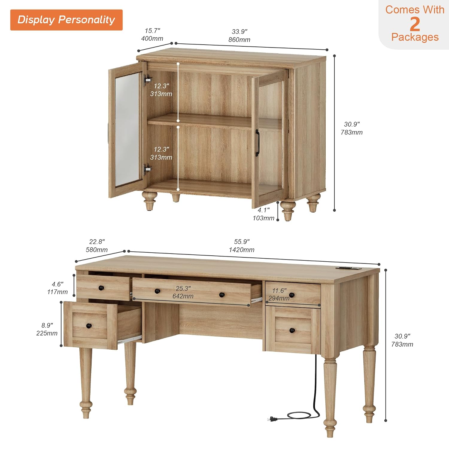 56'' Executive Desk Charging S - Desk Charging Station recension och pris