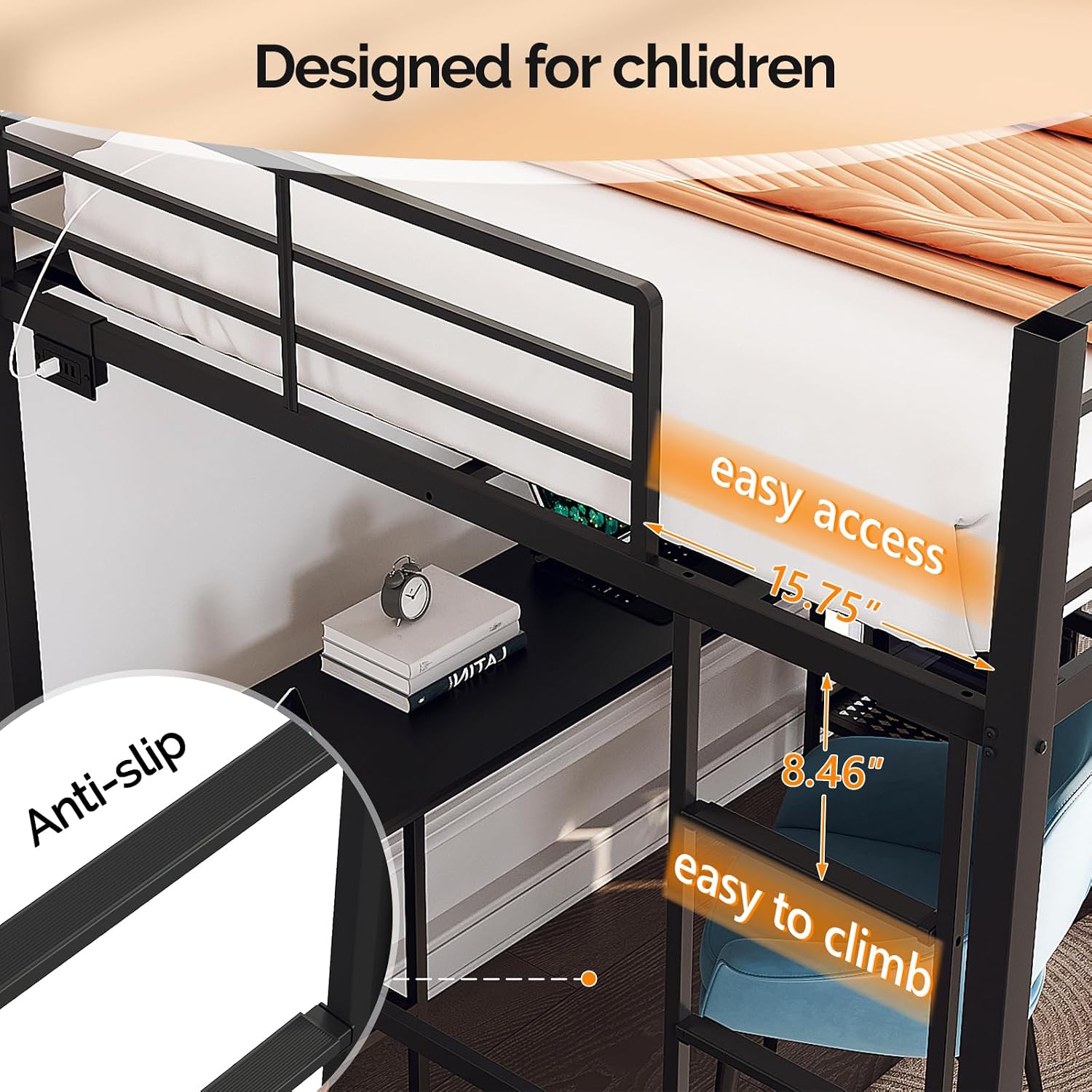 Queen Loft Bed with Wardrobe C - Desk Charging Station recension och pris