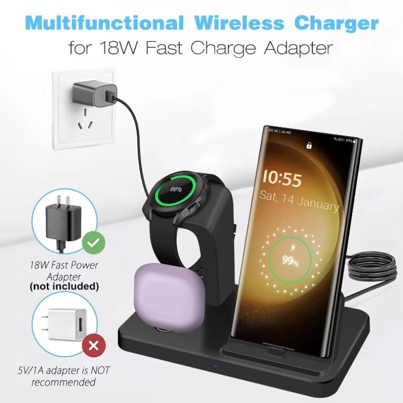 Type C Port 3 in 1 Wireless Ch - Desk Charging Station recension och pris