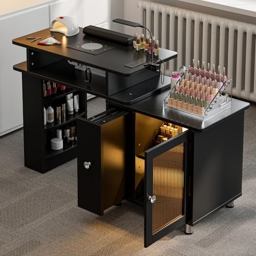 Manicure Table w/LED Light & L - Desk Charging Station recension och pris