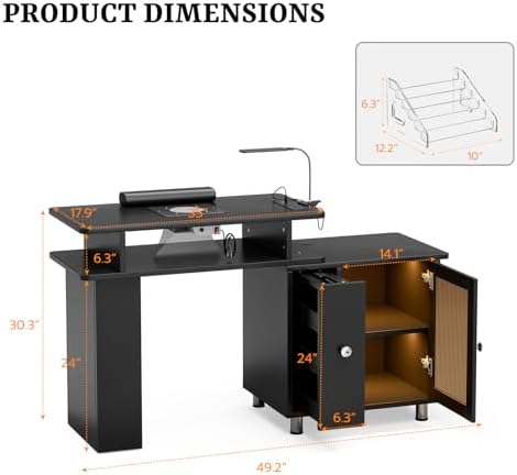 Manicure Table w/LED Light & L - Desk Charging Station recension och pris