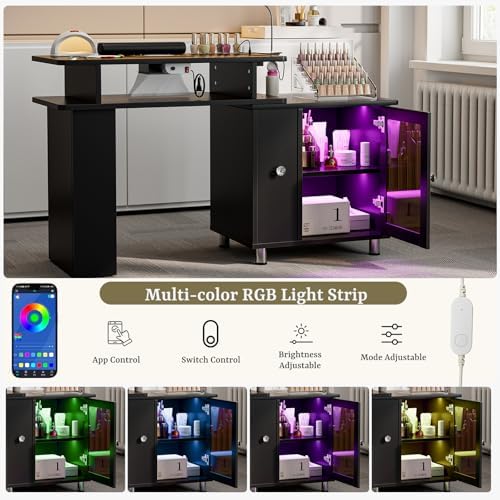 Manicure Table w/LED Light & L - Desk Charging Station recension och pris