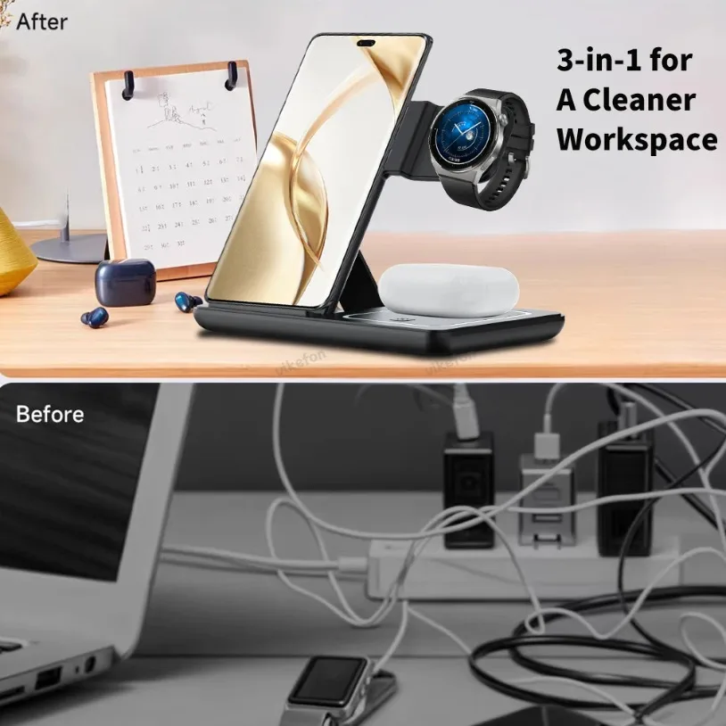 3 in 1 Foldable Wireless Charg - Desk Charging Station recension och pris