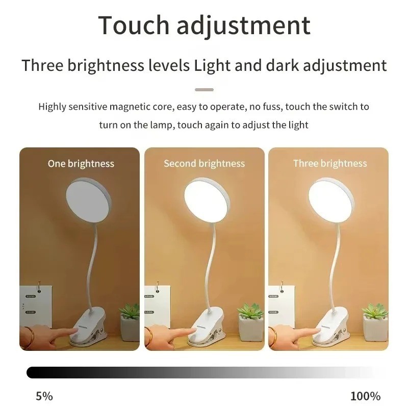 Portable USB Rechargeable Clip - Desk Lamp Led recension och pris