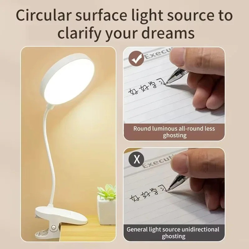Portable USB Rechargeable Clip - Desk Lamp Led recension och pris
