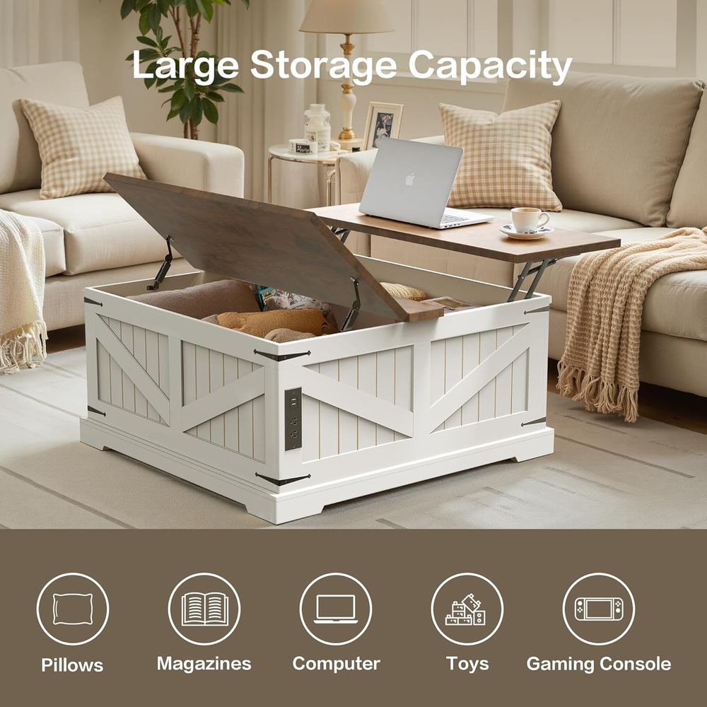 36 Lit Top Coffee Table with S - Desk Charging Station recension och pris